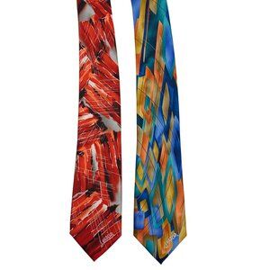 TWO J. Garcia Collectors Edition Ties Abstract Interstices & Lady w/ Headdress